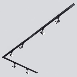 3 metre Long L Shape Track Light Kit with 6 Harlem Heads and LED Bulbs - Black - thumbnail 2