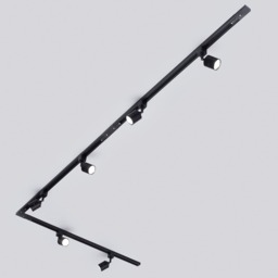 3m Long L Shape Track Light Kit with 6 Soho Heads and LED Bulbs - Black - thumbnail 2