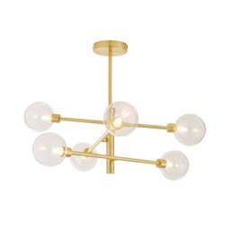 Supa 6 Light Stick Semi Flush Ceiling Light - Satin Brass