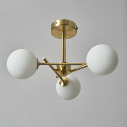 Estelle 3 Light Cross Arm Bathroom Semi Flush Ceiling Light - Satin Brass - thumbnail 3