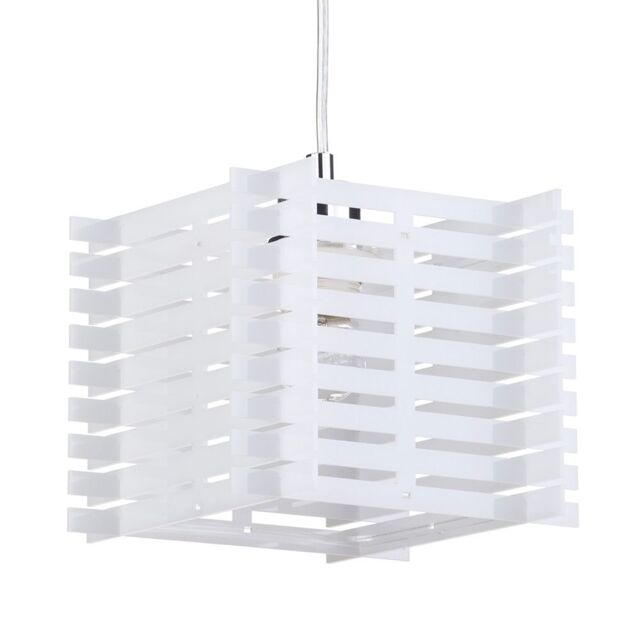 Slatted Acrylic 1 Light Ceiling Pendant - White - image 1