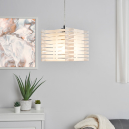 Slatted Acrylic 1 Light Ceiling Pendant - White - thumbnail 5
