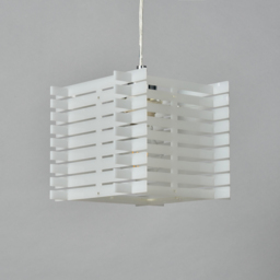 Slatted Acrylic 1 Light Ceiling Pendant - White - thumbnail 3