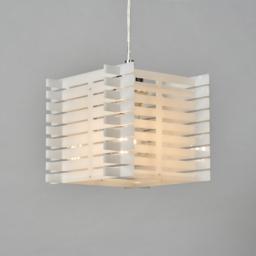 Slatted Acrylic 1 Light Ceiling Pendant - White - thumbnail 2