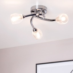Catri 3 Light Bathroom Flush Ceiling Light - Chrome - thumbnail 6