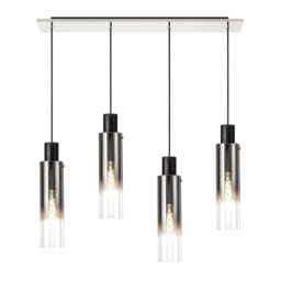 Visconte Fumo Slim 4 Light Ceiling Pendant Bar with Smoke Shades - Chrome - thumbnail 1