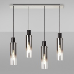 Visconte Fumo Slim 4 Light Ceiling Pendant Bar with Smoke Shades - Chrome - thumbnail 2