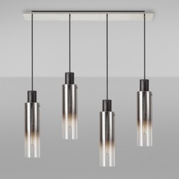 Visconte Fumo Slim 4 Light Ceiling Pendant Bar with Smoke Shades - Chrome - thumbnail 3