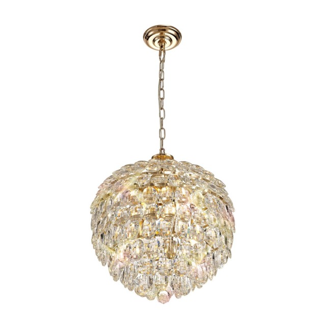Visconte Maine 6 Light Crystal Ceiling Pendant - Gold - image 1