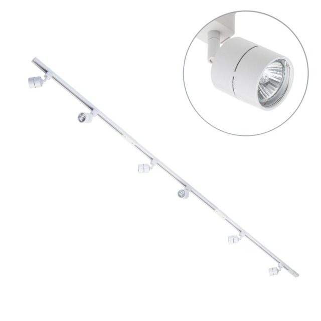 3m Straight Track Light Kit with 6 Soho Heads and LED Bulbs - White - image 1