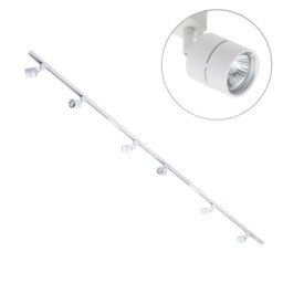 3m Straight Track Light Kit with 6 Soho Heads and LED Bulbs - White - thumbnail 1