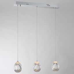 Visconte Bulla Pendant Ceiling 3 Light LED Bar Pendant - Chrome - thumbnail 6