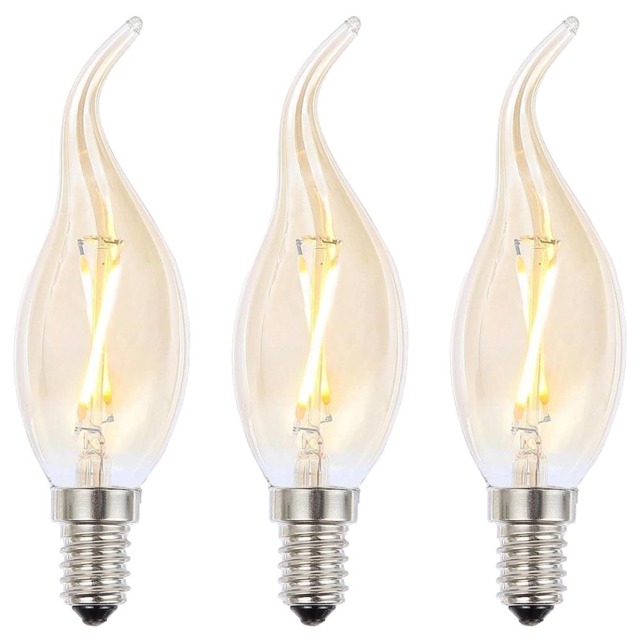 3 Pack of 2W LED SES E14 Vintage Filament Candle Bulb - Tinted - image 1
