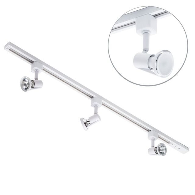 1 metre Track Light Kit with 3 Harlem Heads and LED Bulbs - White - image 1