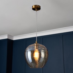 Visconte Sarno 1 Light Ceiling Pendant with Champagne Glass Shade - Brass - thumbnail 6