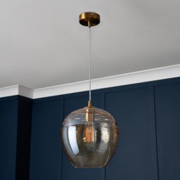 Visconte Sarno 1 Light Ceiling Pendant with Champagne Glass Shade - Brass - thumbnail 7
