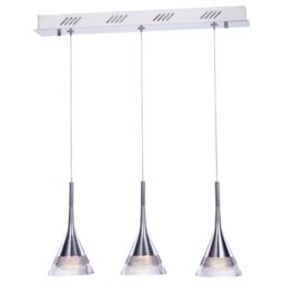 Visconte Gem Conical LED 3 Light Ceiling Pendant Bar - Chrome