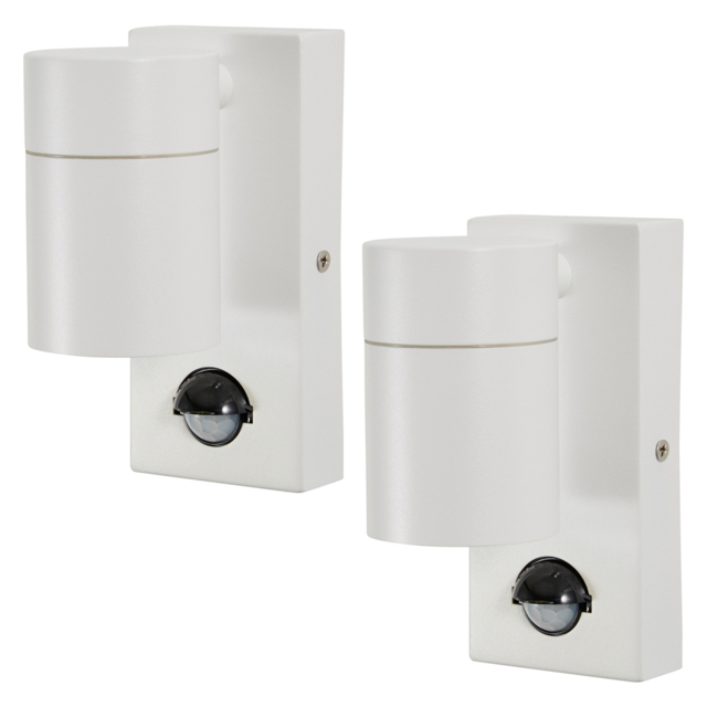 2 Pack of Kenn Outdoor Wall Lights with PIR Sensor - White - image 1