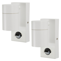 2 Pack of Kenn Outdoor Wall Lights with PIR Sensor - White - thumbnail 1
