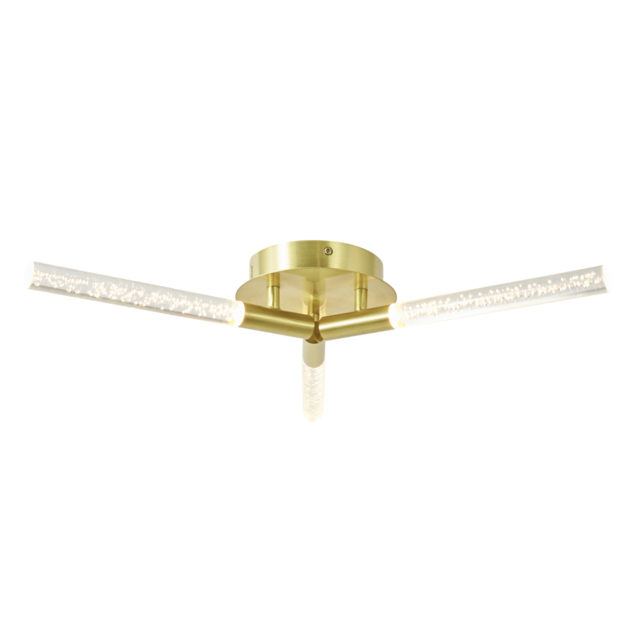 Paige 3 Arm LED Bubble Semi Flush Ceiling Light - Satin Brass - image 1