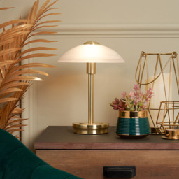 Alabaster Shade Touch Table Lamp - Satin Brass - thumbnail 5