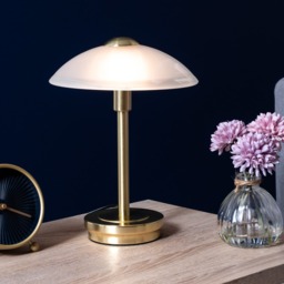 Alabaster Shade Touch Table Lamp - Satin Brass - thumbnail 6