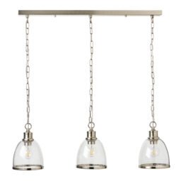 Anwar 3 Light Diner Pendant Bar with Bubble Glass Shades - Satin Nickel - thumbnail 1