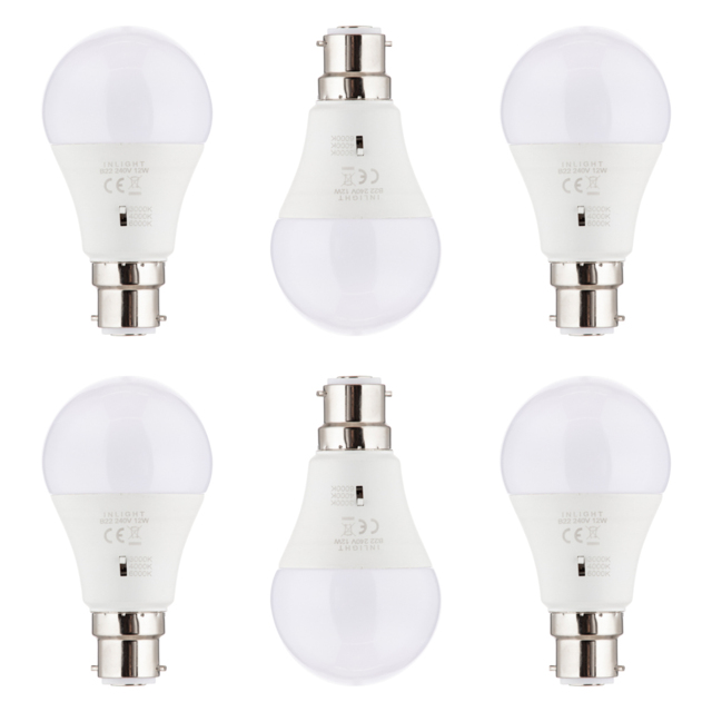 6 Pack of 12 Watt LED B22 Bayonet Cap GLS CCT Light Bulbs - Warm to Cool White - image 1