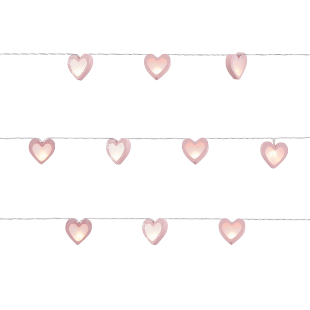 Glow LED Love Heart Wood String Lights - Pink - image 1