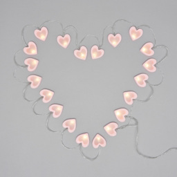 Glow LED Love Heart Wood String Lights - Pink - thumbnail 2