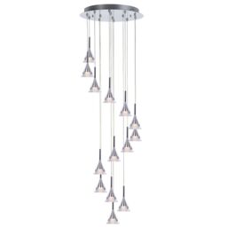 Visconte Gem Conical LED 14 Light Ceiling Cluster Pendant - Chrome