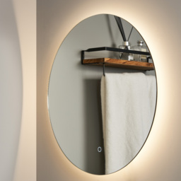 Hay 20 Watt Round LED Bathroom Mirror with Touch Demist - Silver - thumbnail 5