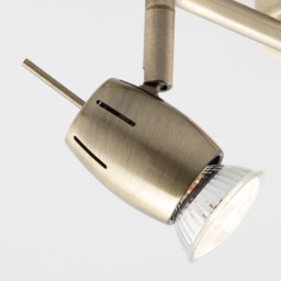 Frank 2 Light Adjustable Ceiling Spotlight Bar with Free LED's - Antique Brass - thumbnail 4