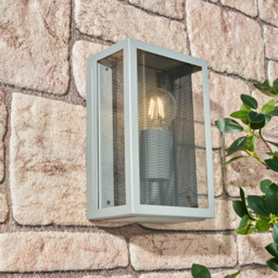 Harris Outdoor Lantern Wall Light with Black Mesh - Grey - thumbnail 5