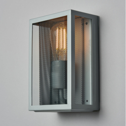 Harris Outdoor Lantern Wall Light with Black Mesh - Grey - thumbnail 2