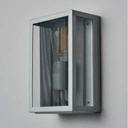 Harris Outdoor Lantern Wall Light with Black Mesh - Grey - thumbnail 3