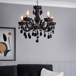 Marie Therese Chandelier Black 5 Light Dual Mount - thumbnail 6