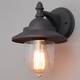 Bacup Outdoor 1 Light Industrial Fisherman Style Lantern Wall Light - Anthracite - thumbnail 4