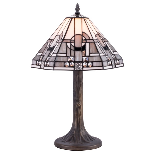 Tiffany by Tiff 1 Light 30cm Art Deco Table Lamp - Antique Brass - image 1