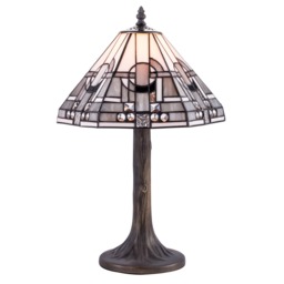 Tiffany by Tiff 1 Light 30cm Art Deco Table Lamp - Antique Brass - thumbnail 1