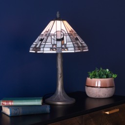 Tiffany by Tiff 1 Light 30cm Art Deco Table Lamp - Antique Brass - thumbnail 6