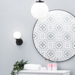 Preston 1 Light Bathroom Semi Flush Globe Ceiling Light - Matte Black - thumbnail 6