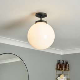 Preston 1 Light Bathroom Semi Flush Globe Ceiling Light - Matte Black - thumbnail 5