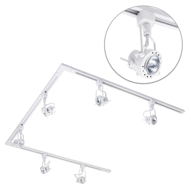 3 metre U Shape Track Light Kit with 6 Greenwich Heads and LED Bulbs - White - image 1