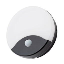 Alford 15 Watt LED Outdoor Round Bulkhead Light with PIR - Black - thumbnail 1