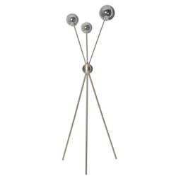 Tripod Floor Lamp with Smoked Glass Ball Shades - Satin Nickel - thumbnail 5