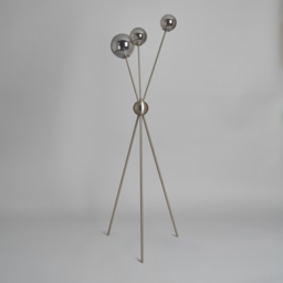 Tripod Floor Lamp with Smoked Glass Ball Shades - Satin Nickel - thumbnail 3