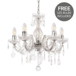 Marie Therese 5 Light Dual Mount Chandelier - Chrome with Free LED Bulbs - thumbnail 1