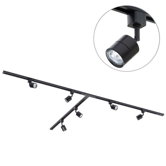 3m T Shape Track Light Kit with 6 Soho Heads and LED Bulbs - Black - image 1