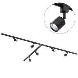 3m T Shape Track Light Kit with 6 Soho Heads and LED Bulbs - Black - thumbnail 1
